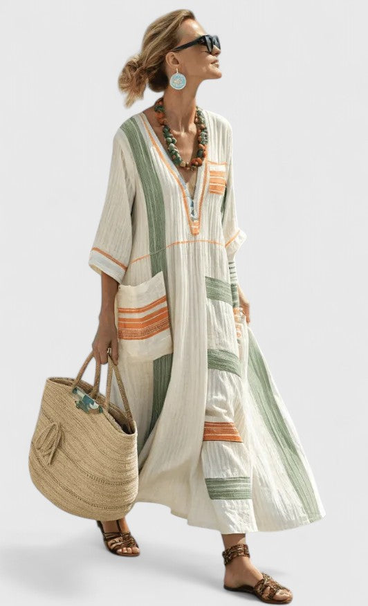 Women's elegant flowing maxi dress, a chic, long, versatile occasion dress for ultimate style.