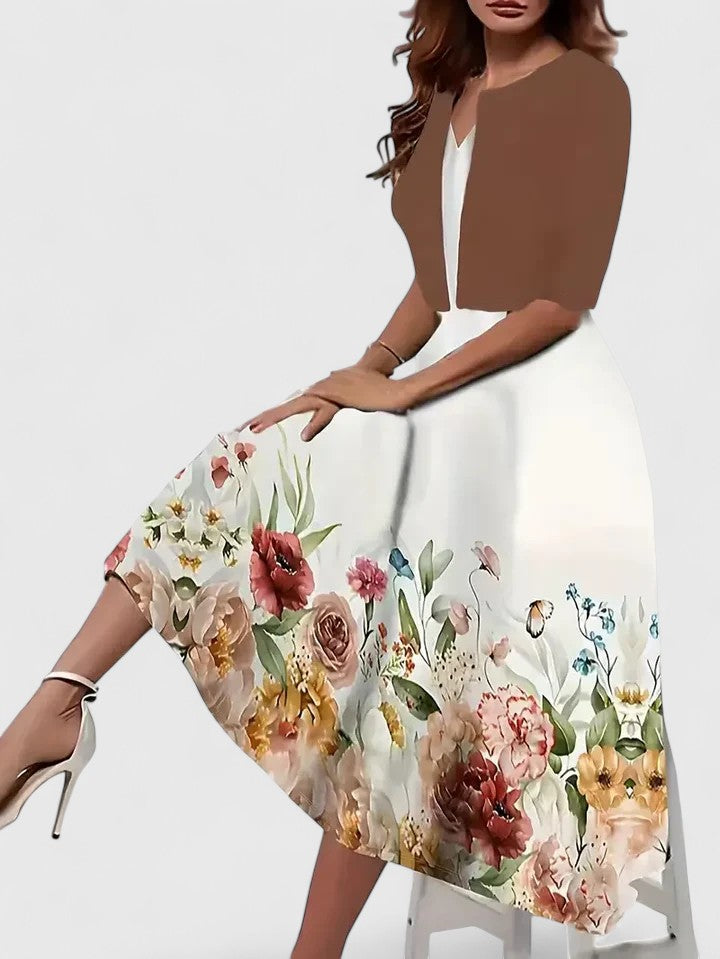 Versatile women's elegant flowy midi dress, a chic option for spring, summer, party, or casual events.
