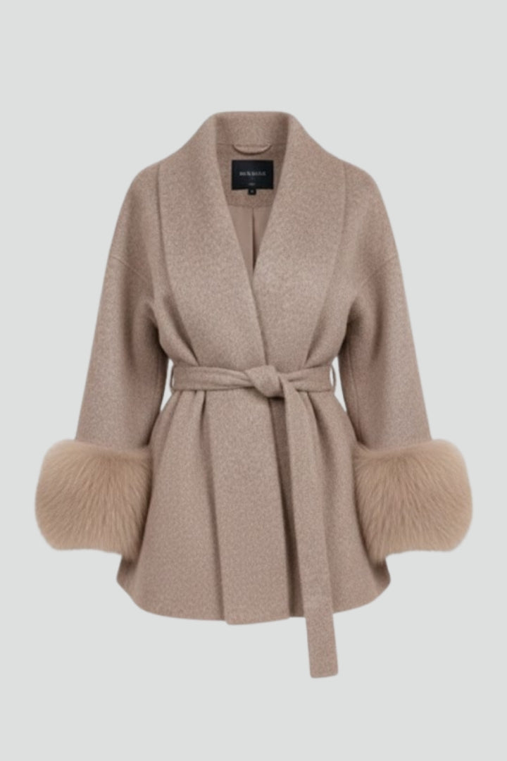 Elegant women's full-length coat with waist tie. Perfect for chic layering & winter fashion. Versatile long outerwear.