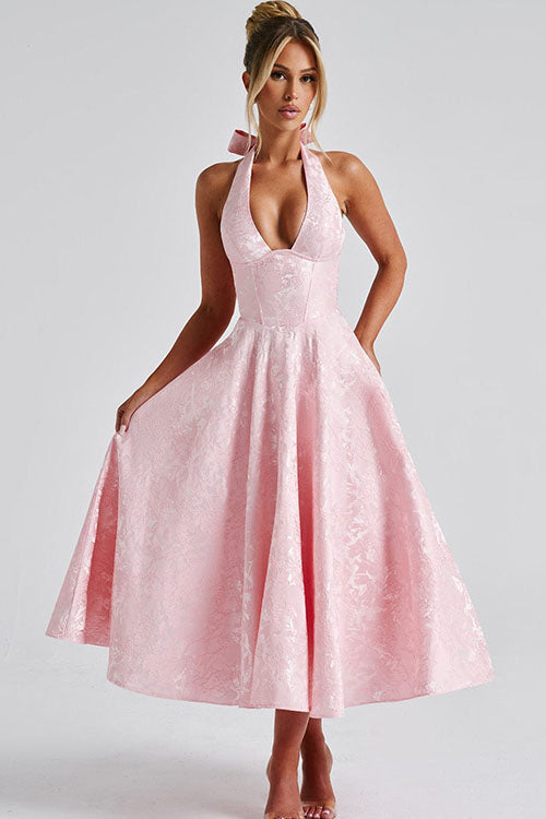 Black Elegant Halterneck Maxi Dress, perfect formal gown for prom & evening events.