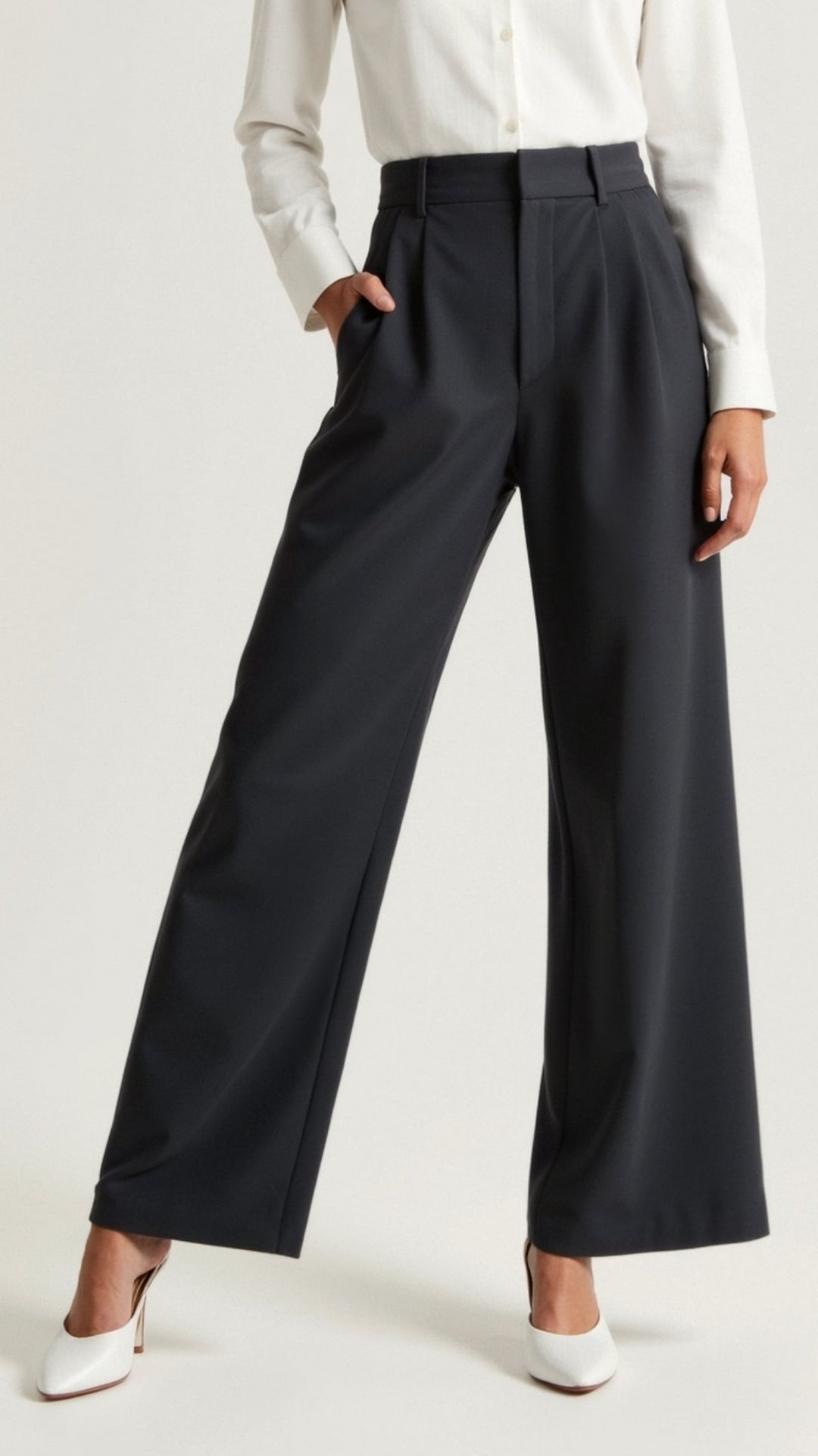 Breathable fabric detail of women's wide-leg spring pants, great for warm weather and comfort.