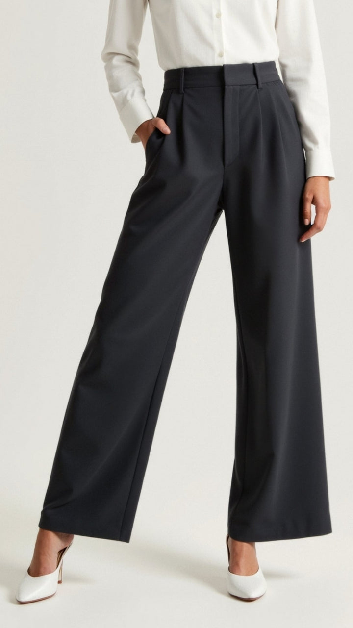 Breathable fabric detail of women's wide-leg spring pants, great for warm weather and comfort.