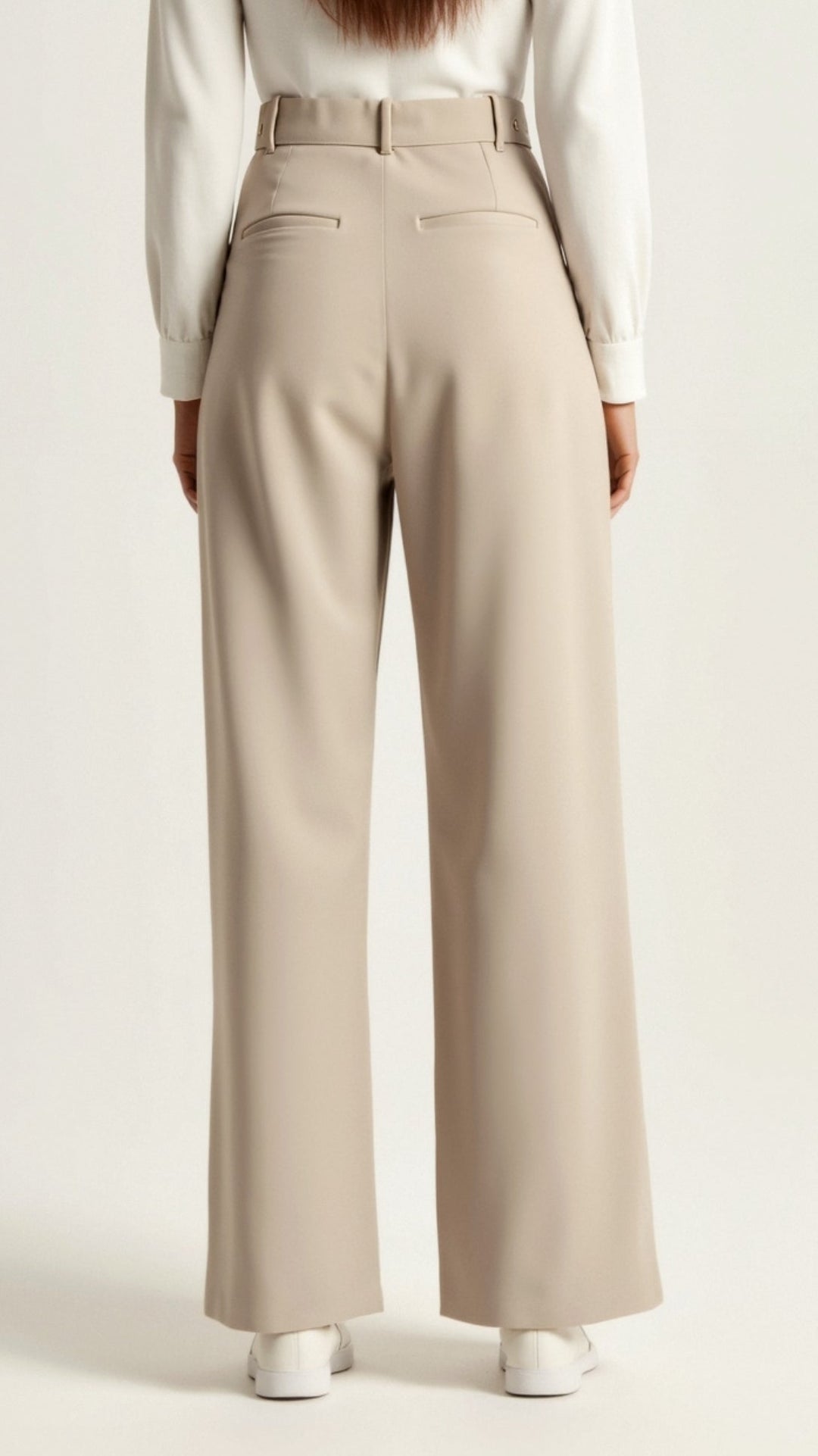 Front view of comfy women's wide-leg spring pants, highlighting the high-waist design and soft material.
