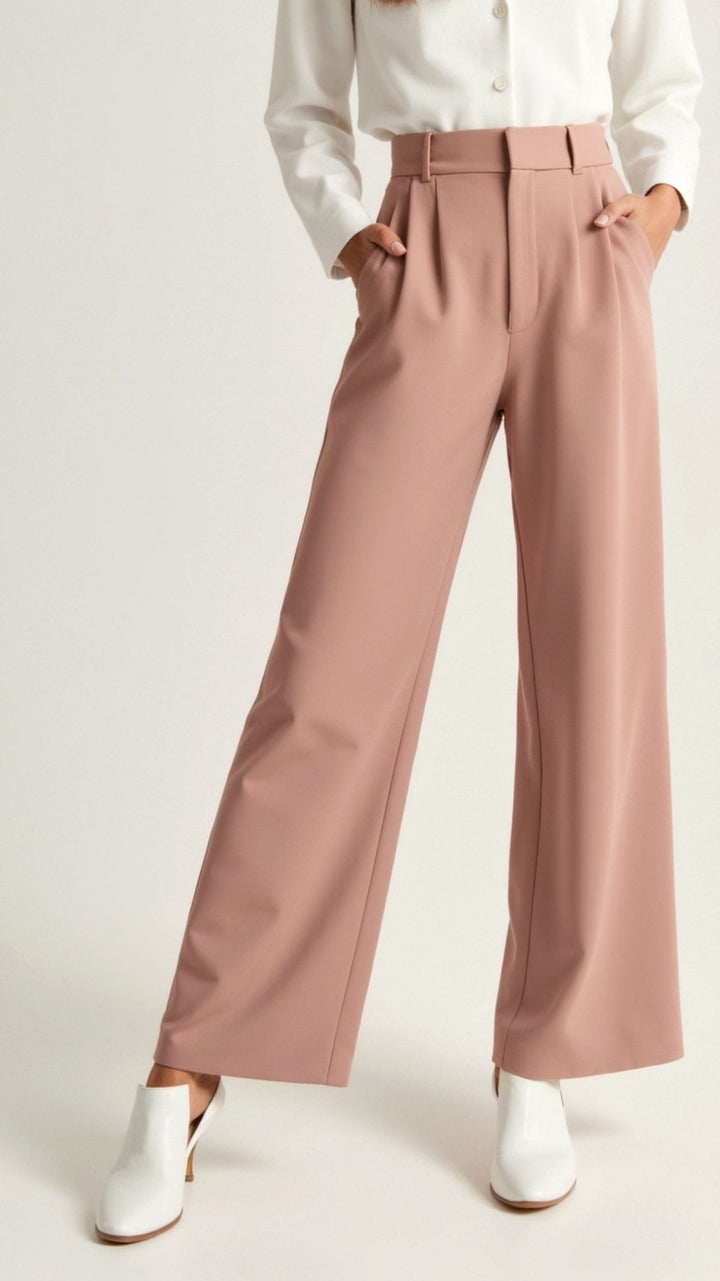Stylish folded women's wide-leg spring pants, ready for travel or easy storage, very comfortable.