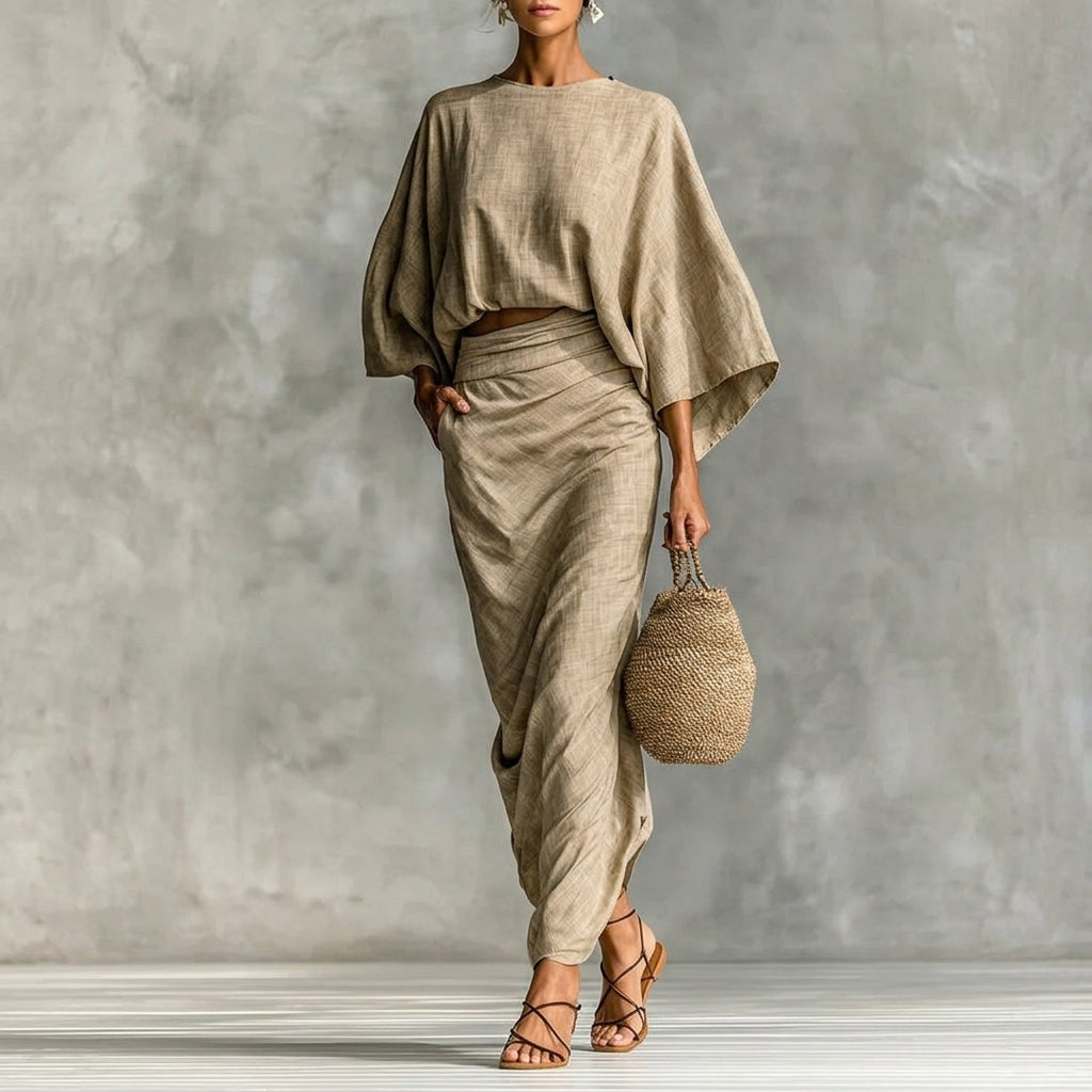Elegant women's Holly Effortless Skirt Set, a chic two-piece matching outfit perfect for spring & summer fashion.