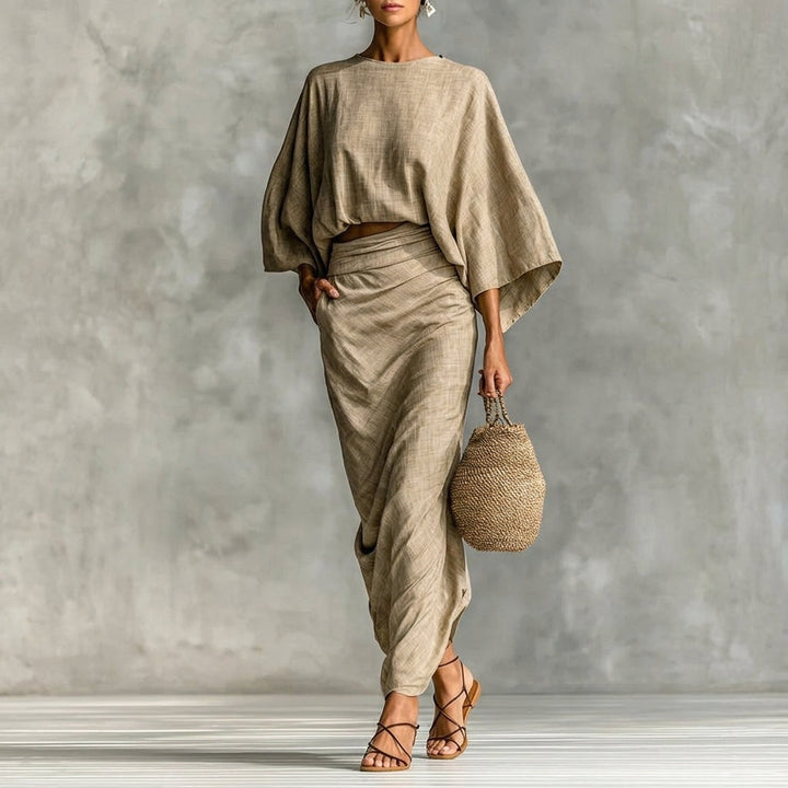 Elegant women's Holly Effortless Skirt Set, a chic two-piece matching outfit perfect for spring & summer fashion.
