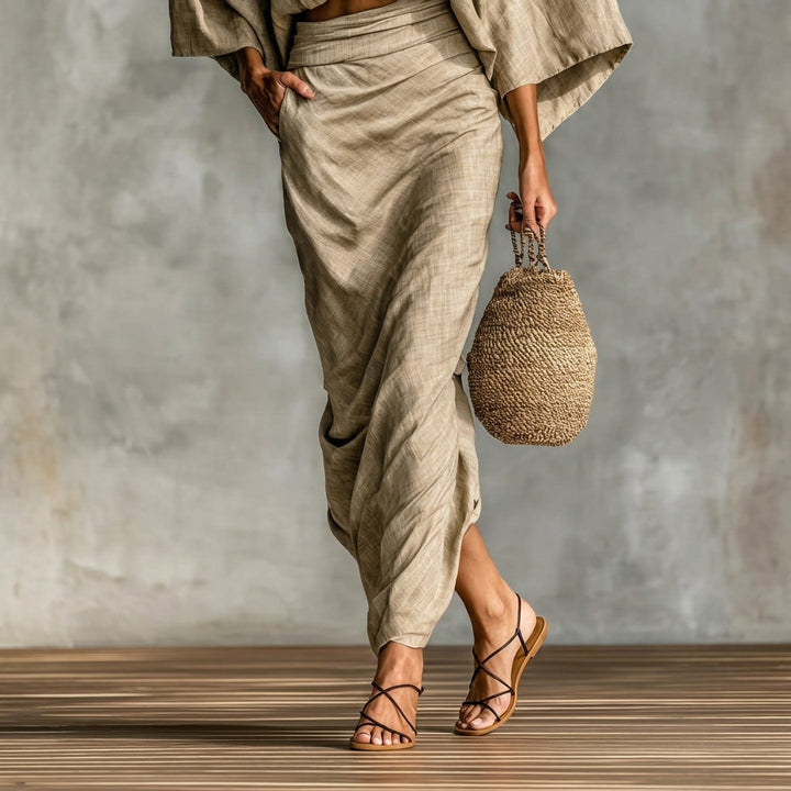 Women's Holly Effortless Skirt Set, a stylish matching outfit featuring a top and skirt for elegant spring wear.