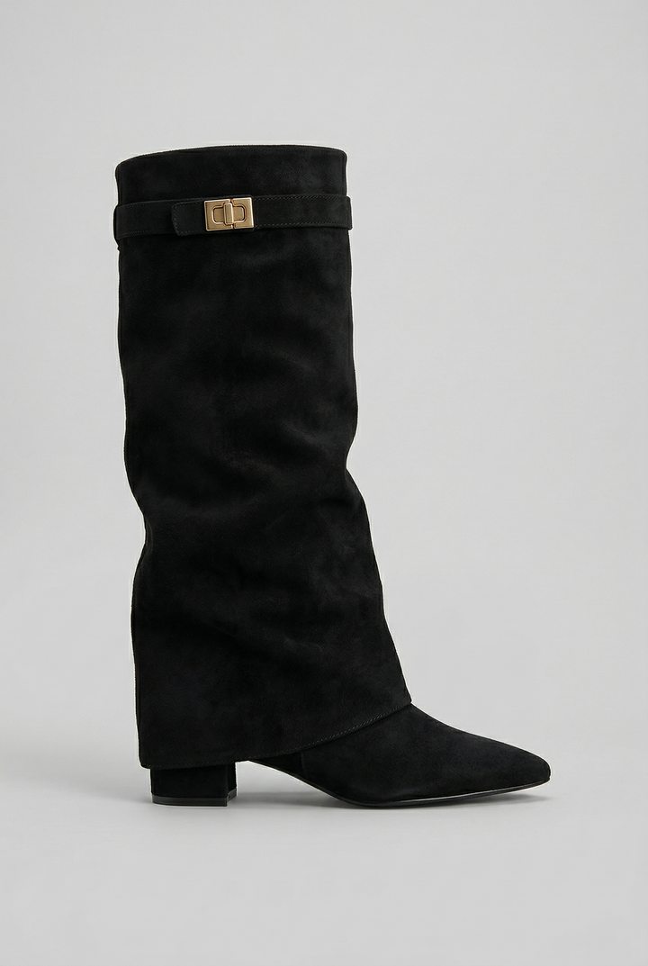 Elegant women's knee-high boots with a comfortable block heel & side zip, perfect for fall and winter fashion.