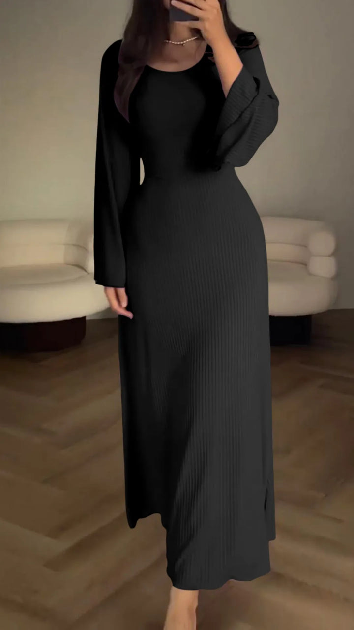 Elegant women's lace-up bodycon maxi dress, perfect for evening wear & formal occasions.