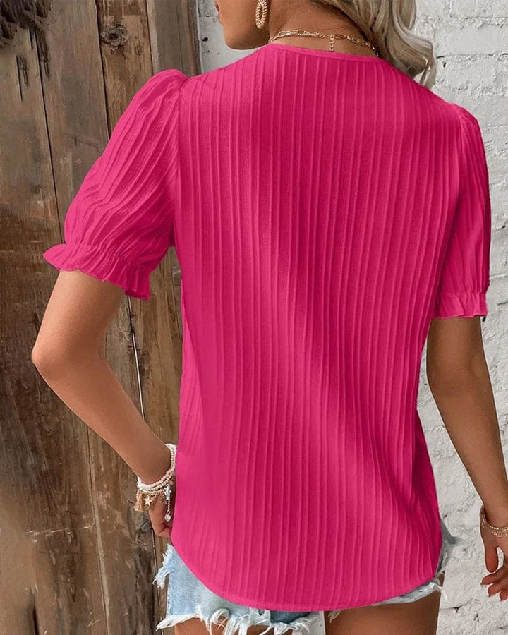 Intricate lace v-neck blouse for women, an elegant top perfect for spring, summer, and evening party wear.