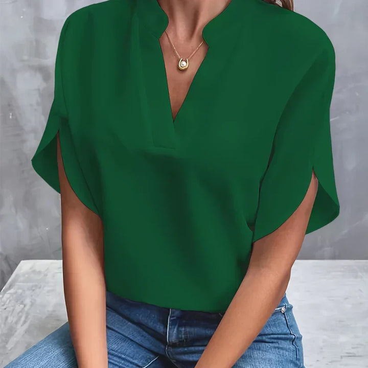 Flowy, elegant women's lightweight blouse. Versatile long sleeve top for comfortable fashion.