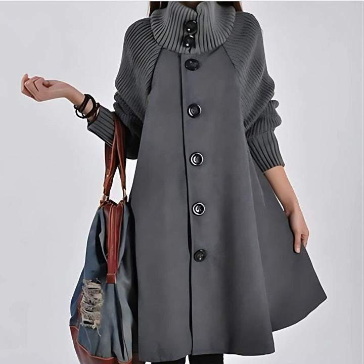 Mirella women's long button-up coat for elegant autumn & winter fashion. Classic, stylish & comfortable outerwear.
