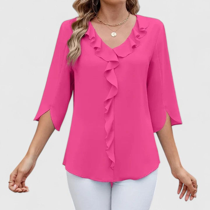 Smart elegant women's blouse. Versatile long-sleeve top for a chic, professional, and stylish look.