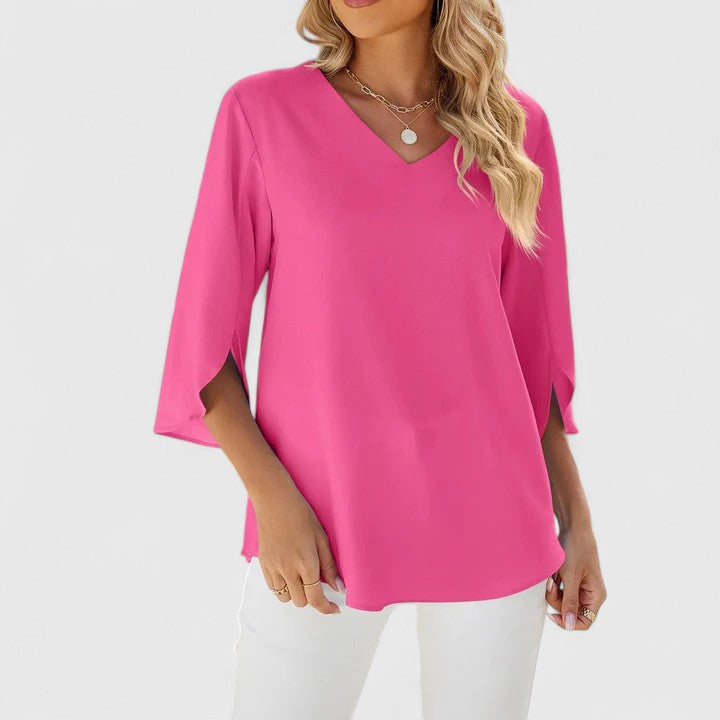 Versatile women's casual blouse. Stylish long-sleeve top, ideal for everyday elegant ladies' fashion.