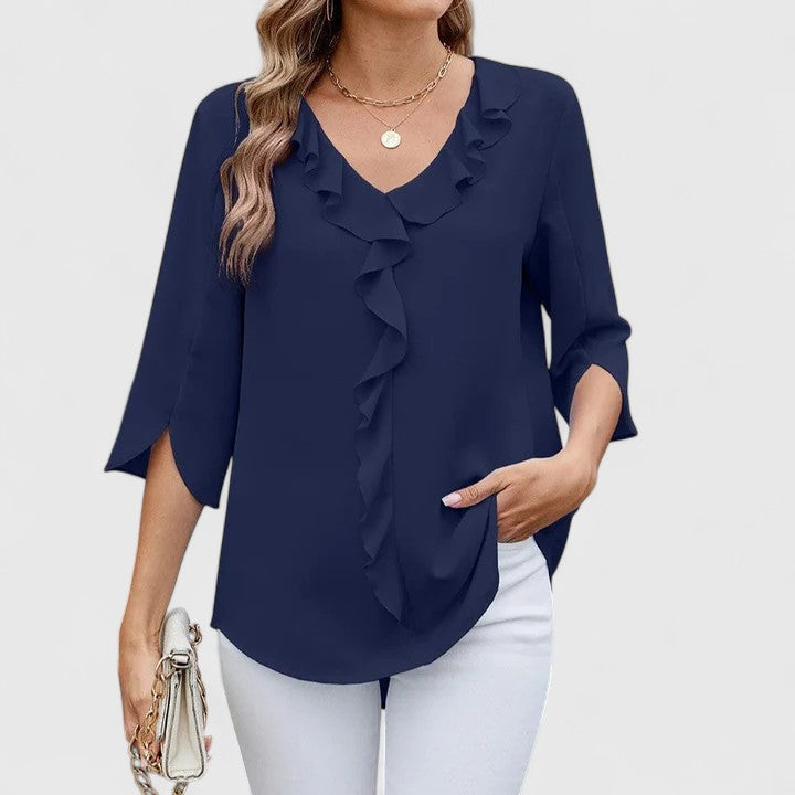 Fashionable women's elegant top. Long-sleeve versatile blouse for any occasion, from work to party.