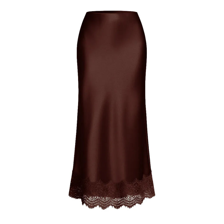 Women's sophisticated maxi skirt with lace hem. Elegant long skirt for formal events & special occasions.