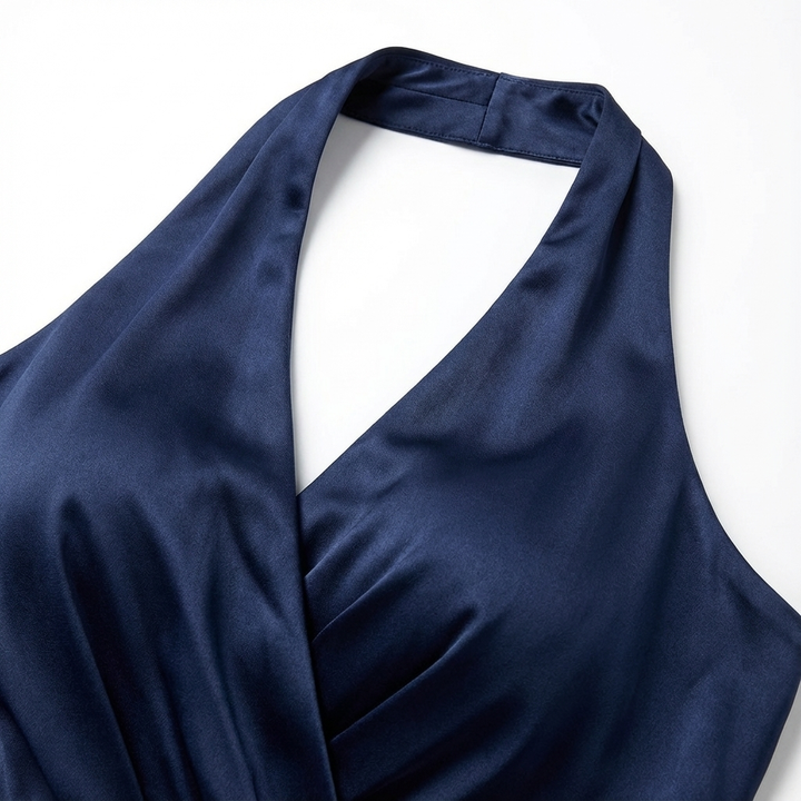 Women's fashionable formal maxi dress, an elegant long gown with a tie-waist bow, for weddings & parties.