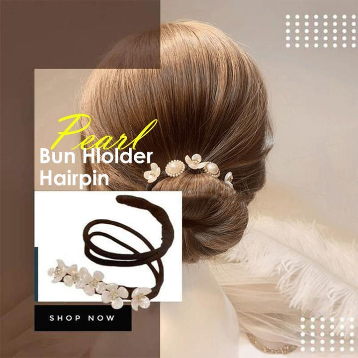 Close-up of a pearl bun maker headband, ideal for creating elegant hair buns