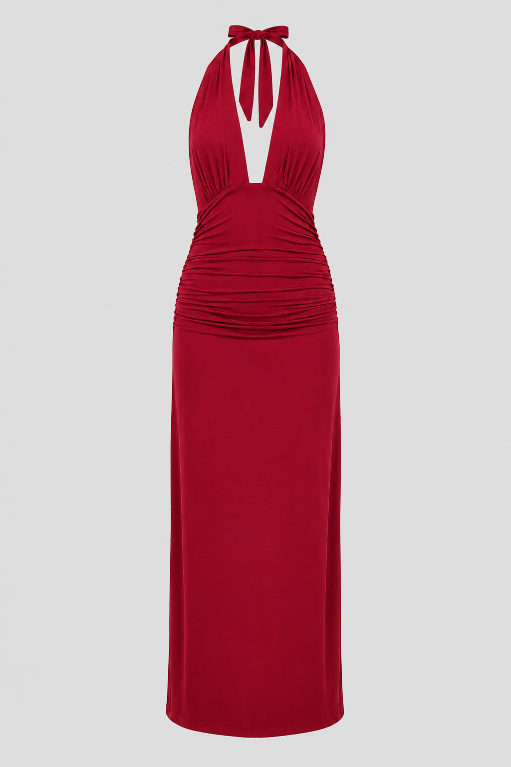 Stunning women's maxi party dress, a red-carpet-ready halter gown with alluring open back.