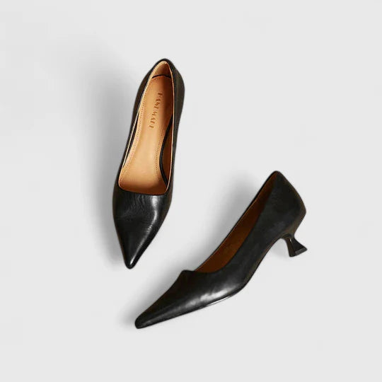 Stylish women's pointed toe kitten heels, excellent elegant dress shoes for professional office or chic evening wear.