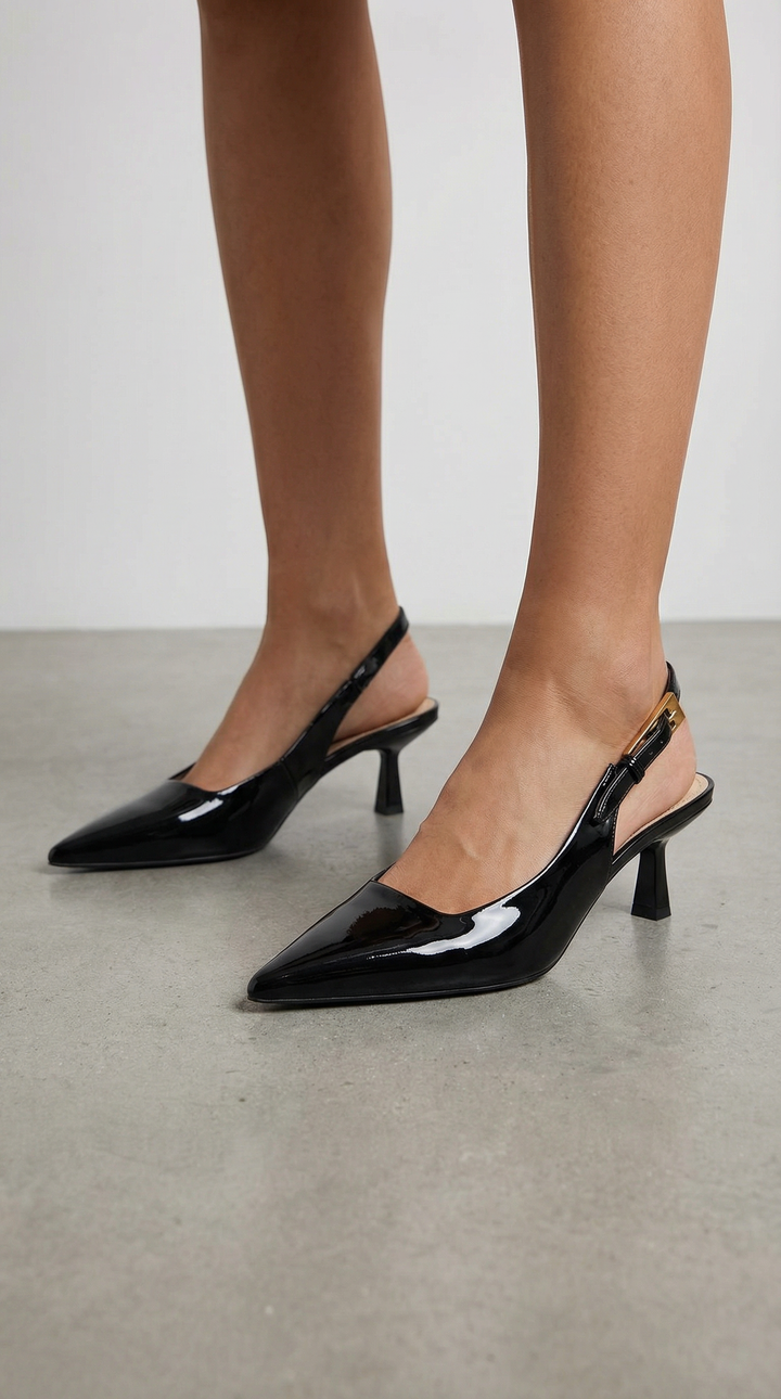 Stylish women's pointed toe slingback pumps with kitten heel, ideal elegant shoes for office & events.