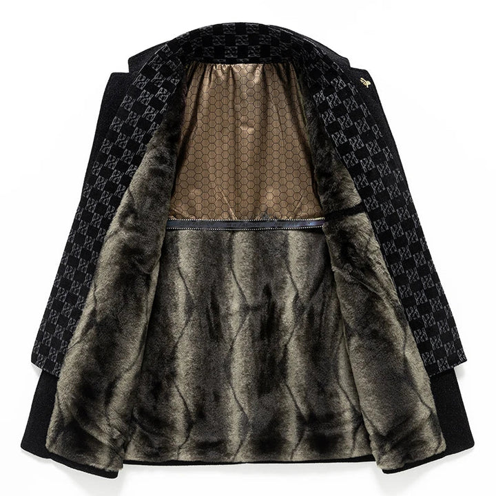 Fashionable women's outerwear: a premium wool blend winter coat with fur accents, keeping you warm in style.