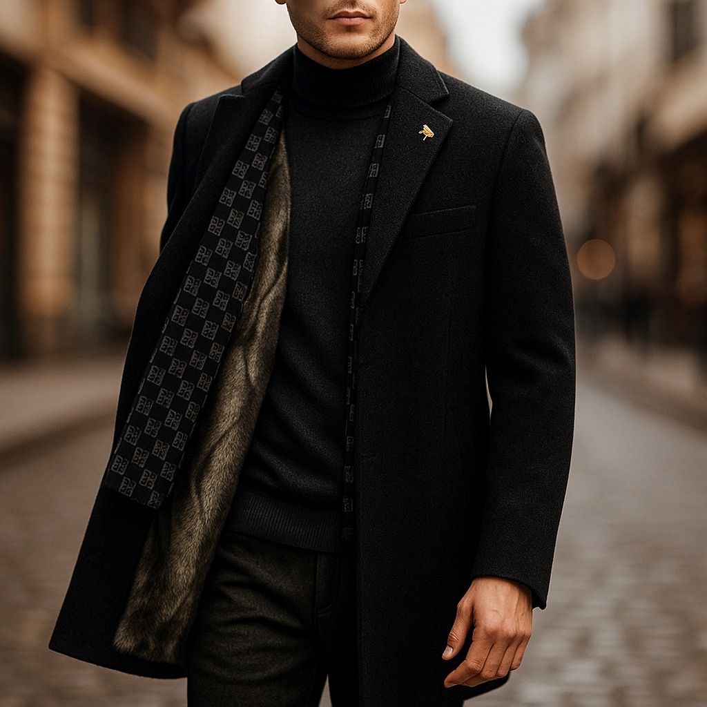 Stylish women's winter coat in a premium wool blend, featuring a chic fur collar, a must-have for cold days.