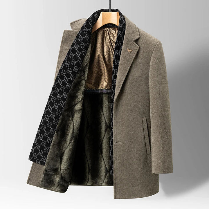 Warm ladies' apparel: a premium wool blend winter coat with elegant detailing and a cozy fur collar.