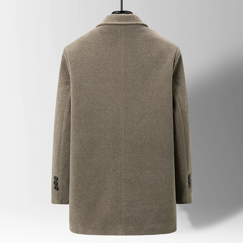 High-quality women's winter coat made from a premium wool blend, featuring a soft and stylish fur trim.