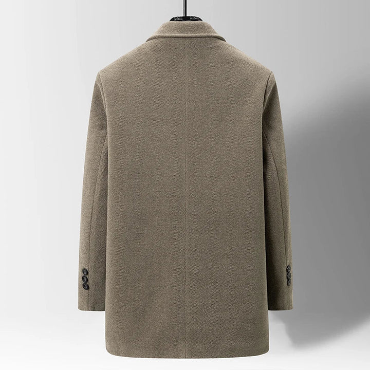 High-quality women's winter coat made from a premium wool blend, featuring a soft and stylish fur trim.