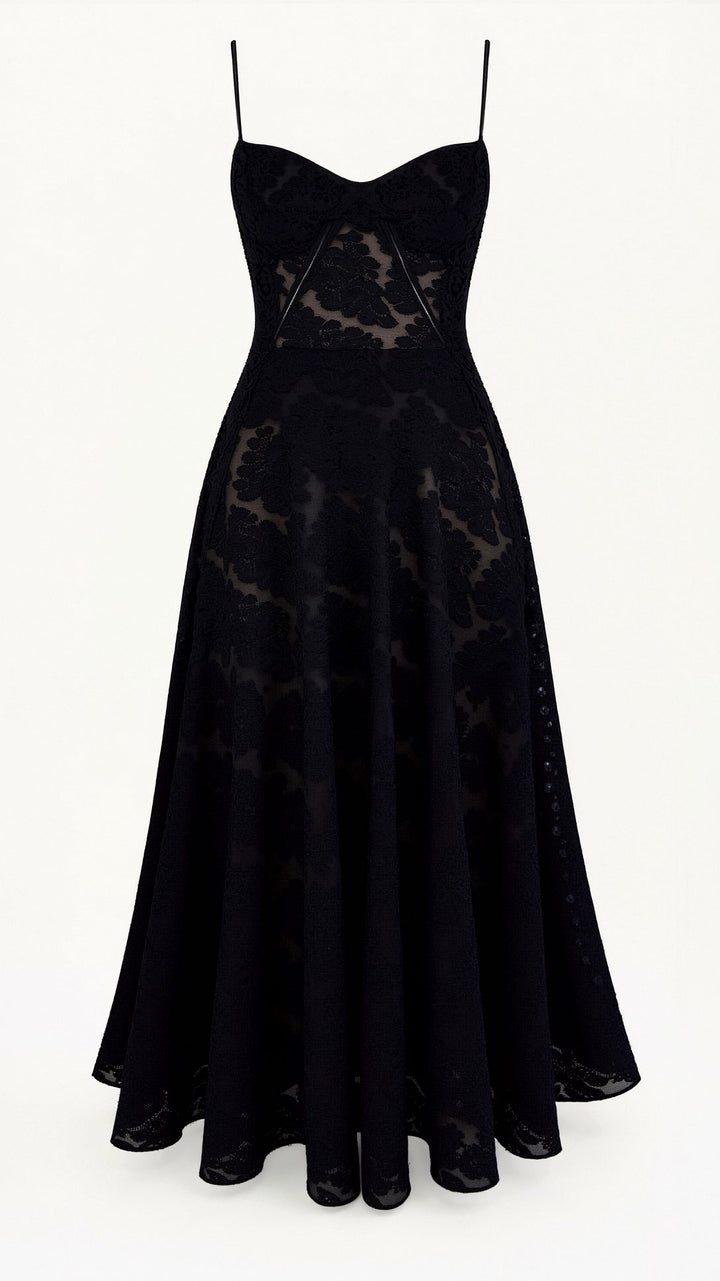 Graceful women's wedding guest slip maxi dress, embodying timeless elegance