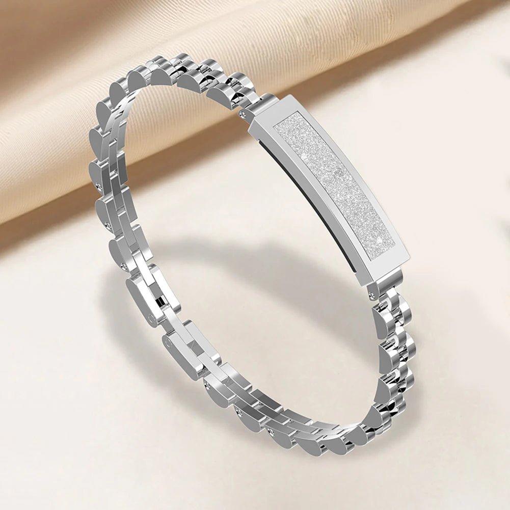 Women's smart bracelet with multi-sport modes, sleep monitor, notification alerts, and activity tracking.