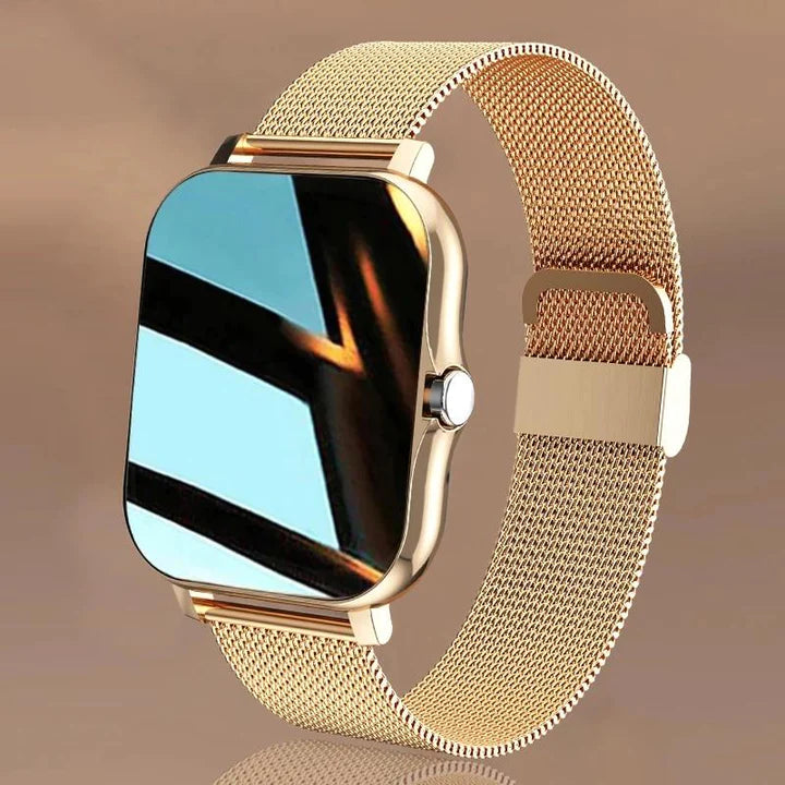 Gold women's elegant smartwatch. A smart health & fitness tracker with activity monitoring & notifications.