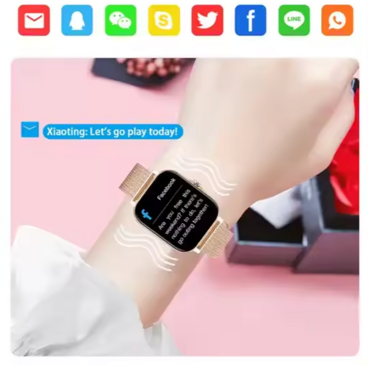 Stylish women's elegant smartwatch for comprehensive health & fitness monitoring. A smart wearable device.