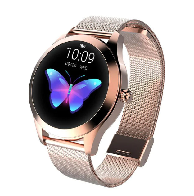 Elegant women's smartwatch with health tracking, fitness features & smart notifications. Perfect wearable tech accessory.