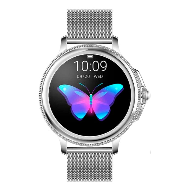 Women's health tracker smartwatch monitors activity, heart rate & sleep. Stylish fitness watch with smart notifications.