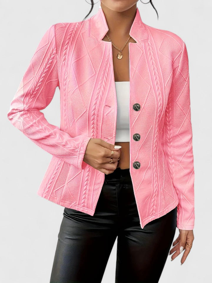 Sophisticated long-sleeve women's structured jacket, ideal for a refined and elegant look.