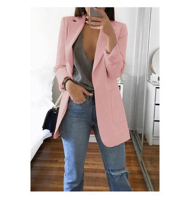 Chic women's tailored blazer, versatile for professional office wear or sophisticated business casual outfits.