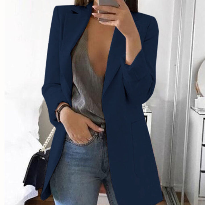 New women's long sleeve tailored blazer, perfect for professional office wear, elegant business casual style.