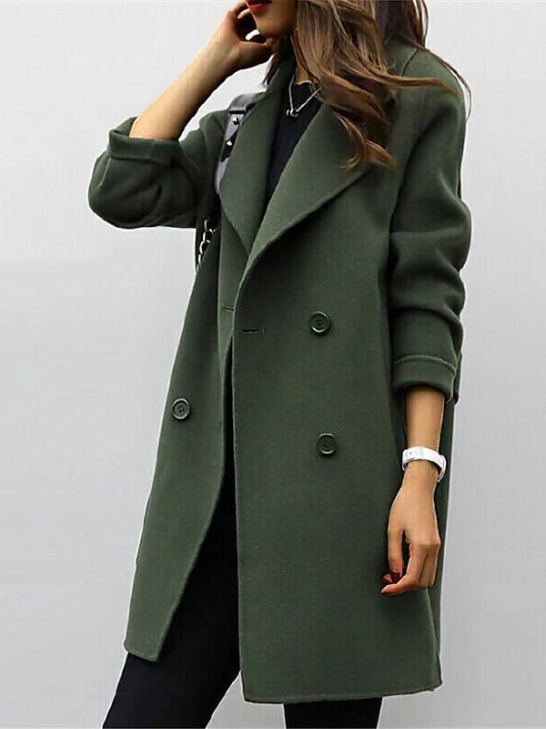 Stylish women's tailored high collar winter coat for elegant cold weather outerwear and autumn fashion.
