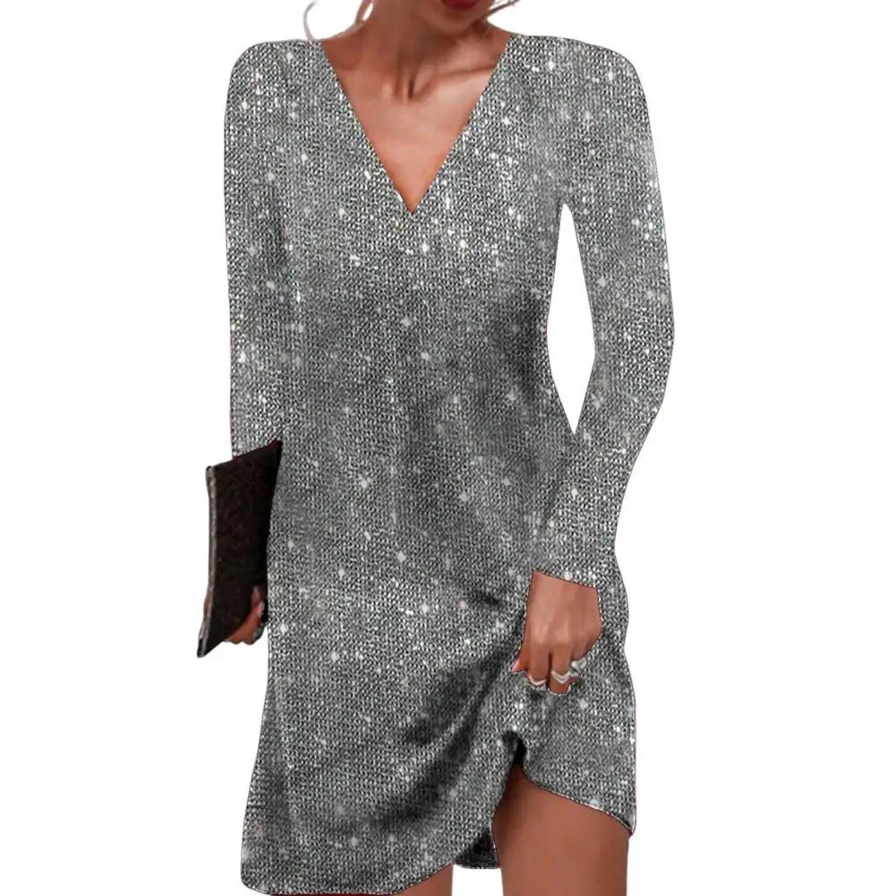 Stylish V-neck wrap midi dress for women, ideal for both summer and formal occasions