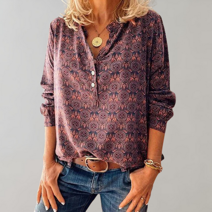 Feminine vintage long sleeve top for women. Elegant & versatile blouse, ideal for daily wear, office, fall, or spring.