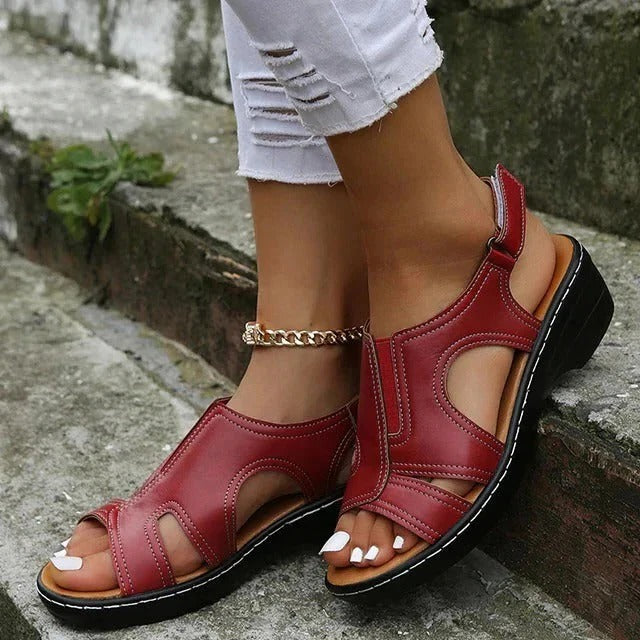 Comfortable women's wedge sandals with arch support, providing elegant summer style for daily wear.