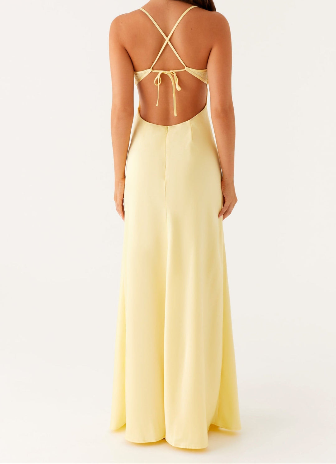 Flowy yellow halterneck maxi dress for women, an elegant choice for summer parties & special events.
