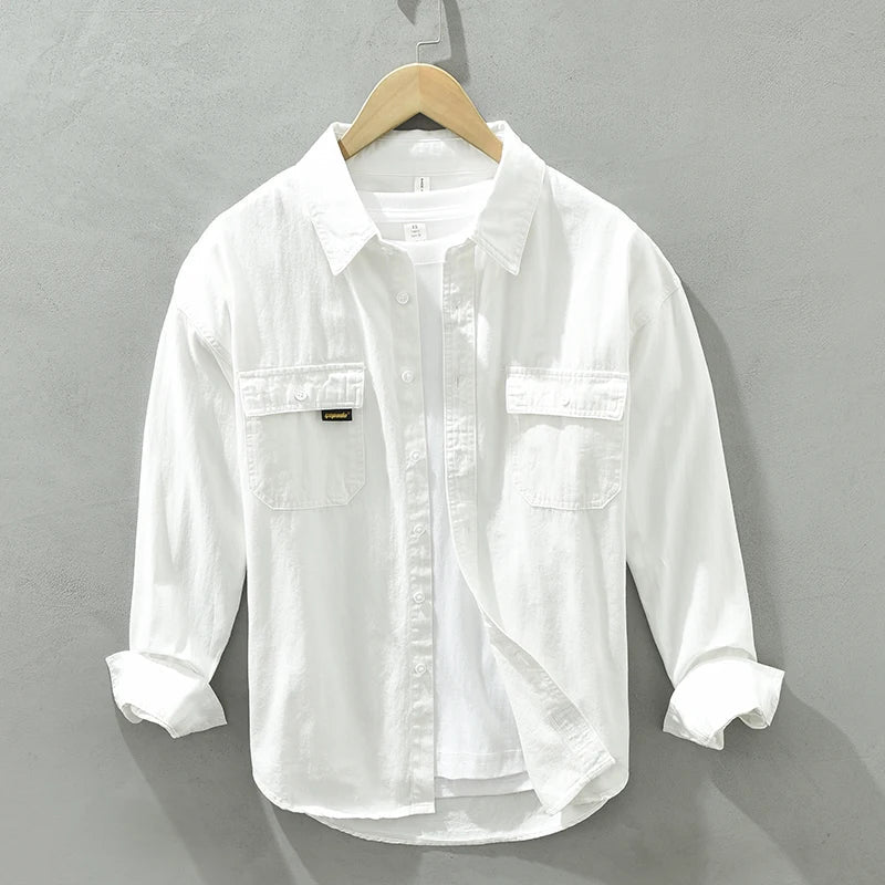 White snow women's relaxed fit button-down shirt, long sleeve, classic casual style