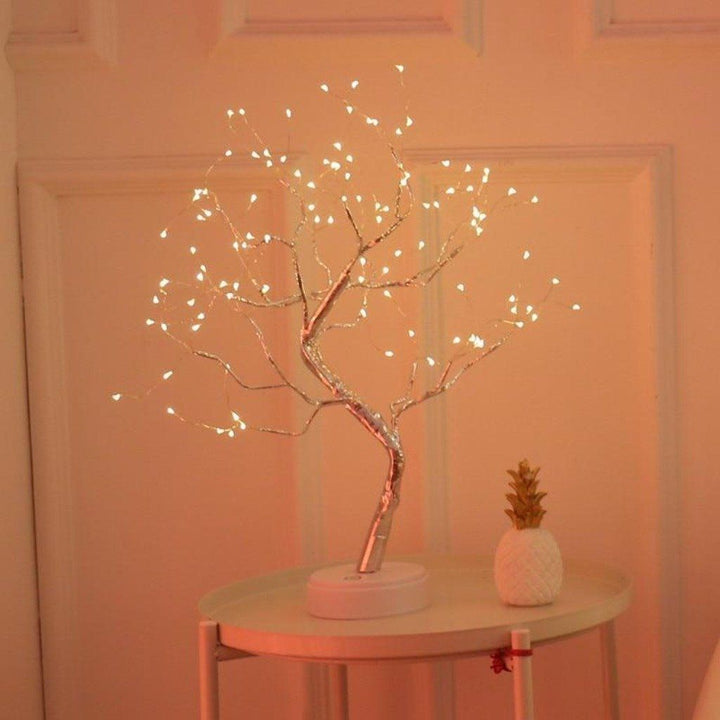 Enchanted LED Bonsai Tree Lamp with warm white fairy lights, perfect for dimmable mood lighting