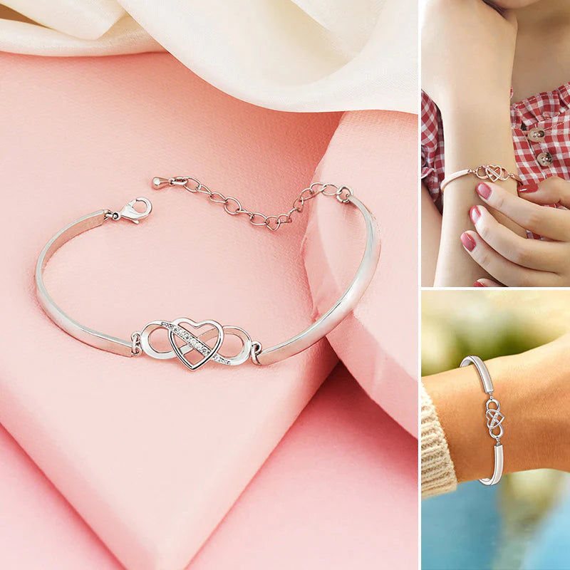 Engraved rose gold heart bracelet for Mom, a sentimental Mother's Day gift.