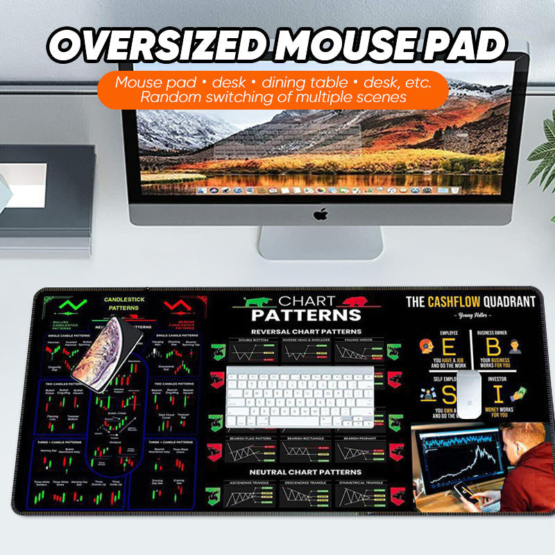 Large stock market trading mouse pad showing financial growth, suitable for any computer setup