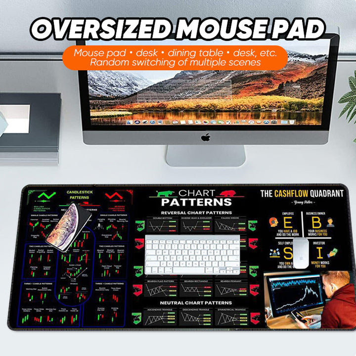 Large stock market trading mouse pad showing financial growth, suitable for any computer setup