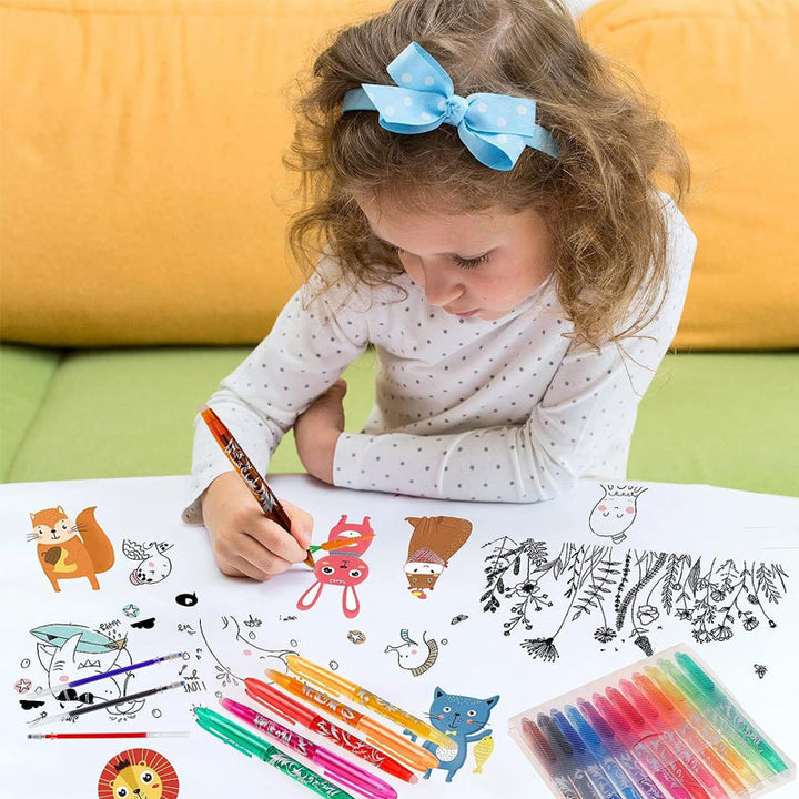 A person drawing with a colored erasable gel pen, showcasing its versatility beyond just writing
